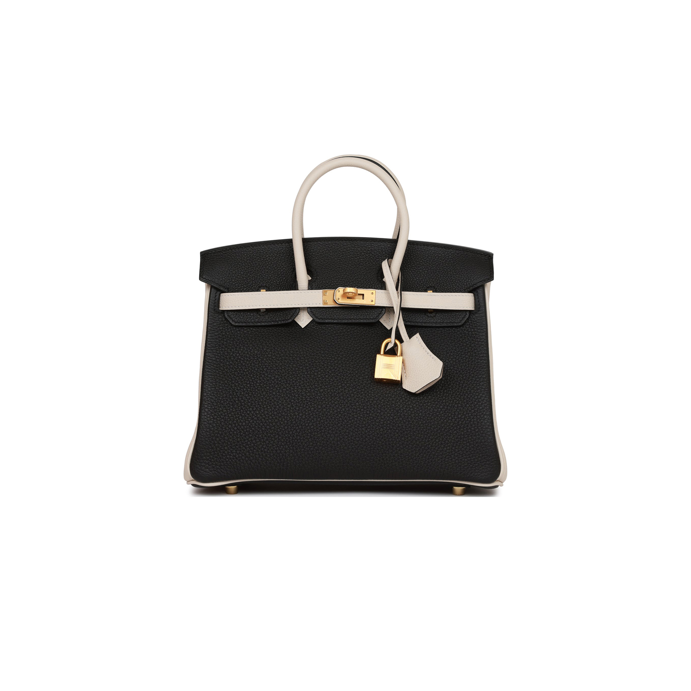 HERMÈS BIRKIN 25 TOGO LEATHER BLACK AND WHITE PANDA COLOR MATCHING GOLD BUCKLE BAG 4212717702 (25*20*13cm)